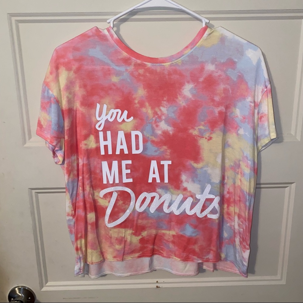 Justice multicolored girl’s short sleeve tee You Had Me at Donuts
